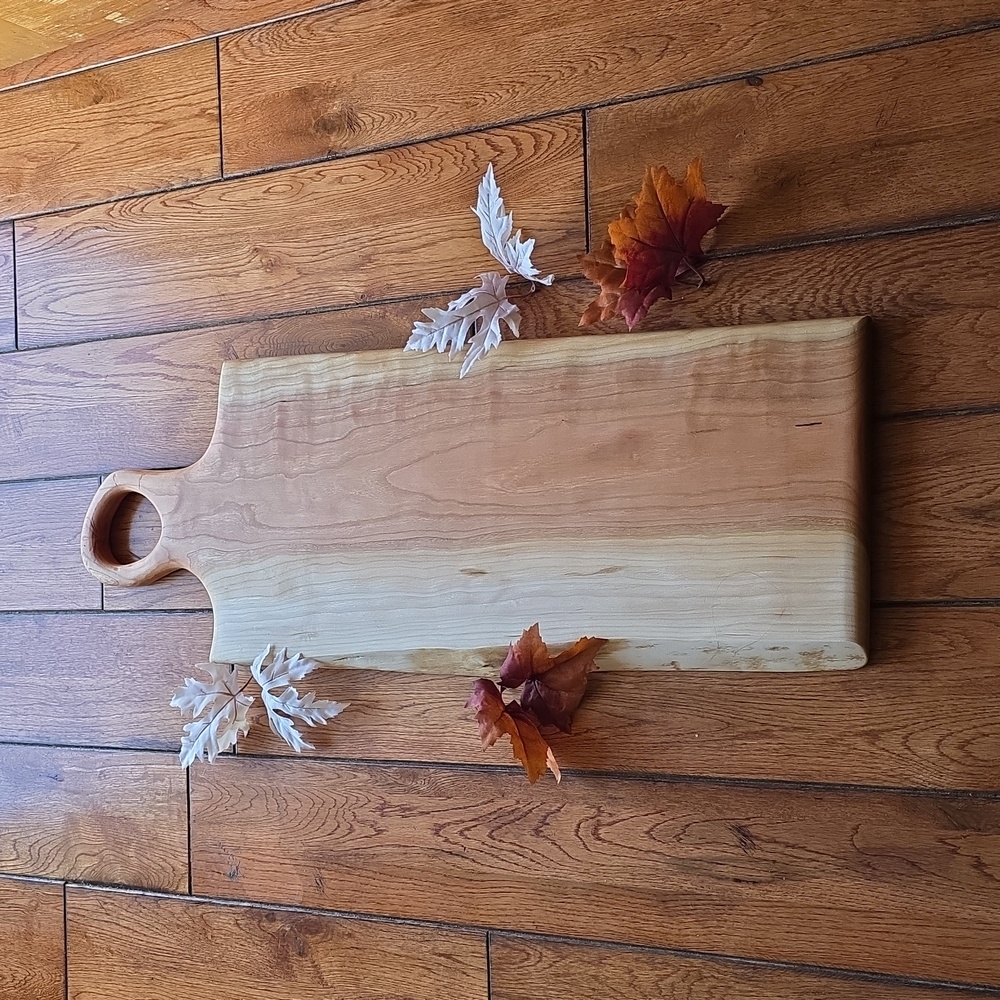 Natural Cherry Wood Cutting Board with Handle